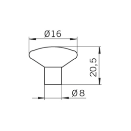 Knop Wesley: 16 mm messing