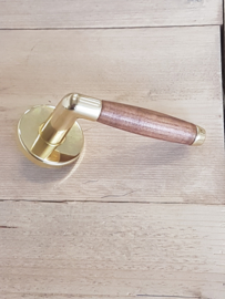 Deurkrukset chriso messing rond rozet / essenhout walnoot water vlek