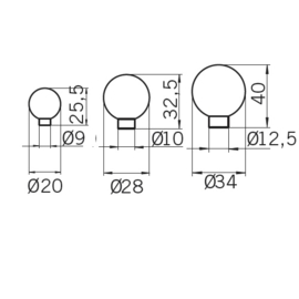 Knop Pascalle: 20/28/34 mm geborsteld rvs