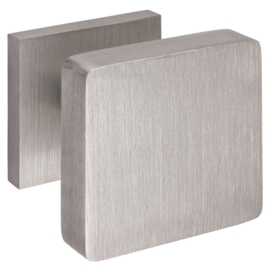 Voordeurknop vierkant  aluminium RVS- Look