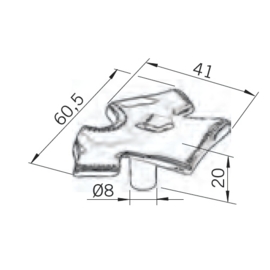 Knop Fido: 20 mm*41 mm*61 mm shirtvorm chroom