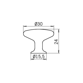 Knop Betty: 31 mm rvs