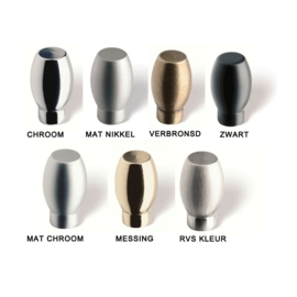 Knop Merel: 15 mm chroom,mat chroom, nikkel,mat nikkel, brons, rvs, zwart