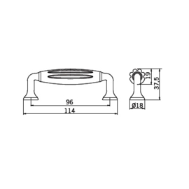 Greep Carlijn antiek messing 96 mm