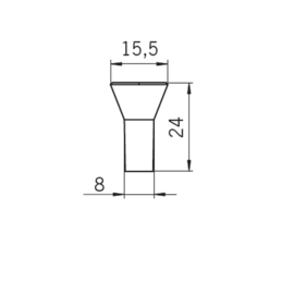 Knop Fadia: 16 mm Rvs