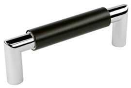 Greep Fela chroom/zwart 108mm (boormaat 96 mm)
