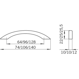 Greep Krista 64 mm/ 96 mm/ 128 mm messing