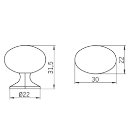 Knop Rana: 30 mm inox