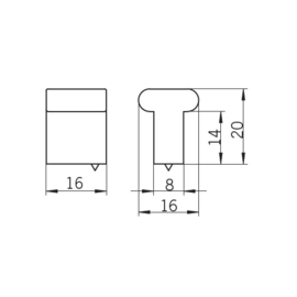 Knop Dace: 16 mm rvs