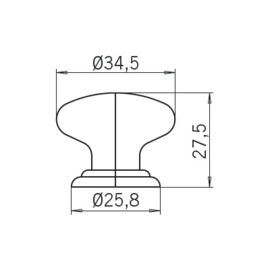 Knop Carlijn 34 mm antiek messing, porselein