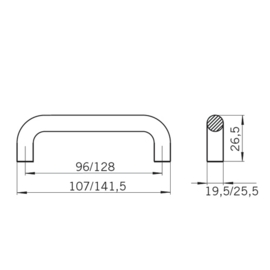 Greep Lou 128 mm mat zwart