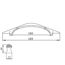 Greep Brent: 160 mm mat chroom/zwart