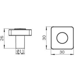 Knop Eefje: 30 mm aluminium, transparant glas effect