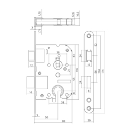 Cilinderslot Intersteel 55 mm voorplaat zwart met sluitplaat