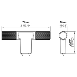 Knop Craig 72 mm zwart
