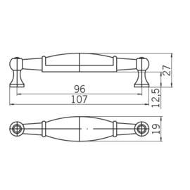 Greep Carlijn antiek messing craquele porselein 96 mm