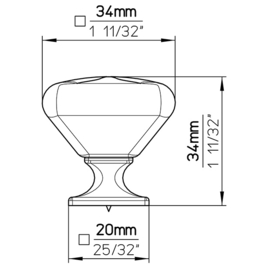knop Calla wit/zwart mat 34mm keramiek