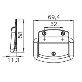 Koffergreep Brad 44 mm/69 mm antiek messing