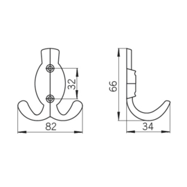 Dubbele jashaak Sander 66 mm verbronsd per 2 stuks