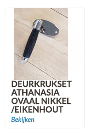 Deurkrukset nikkel ovaal met eikenhout krukheft