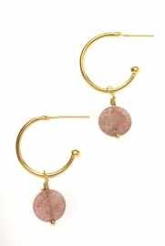 Goldplated creole Strawberry Quartz
