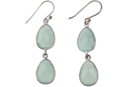 Green Chalcedony twin Silver