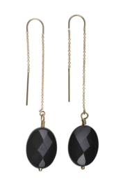 Chain Earring Black onyx oval