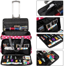 Naaimachine trolley dotty rosa | trolley voor naaimachine