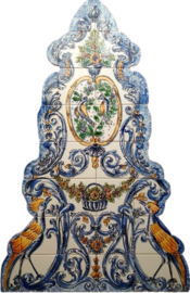 Handbeschilderd bijgesneden tegelpaneel Estoril (12 tegels 15x15cm + 22 bijgesneden tegels)