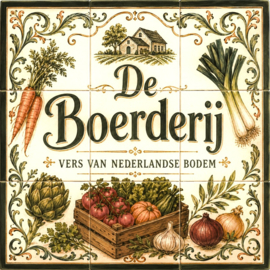 Handbeschilderd Portugees Naambord | 9 tegels | 45 x 45 cm | Patroon 70