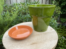 Bloempot met schotel Queijas / olijfgroen / medium