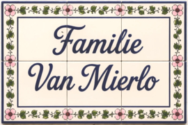 Handbeschilderd Portugees Naambord | 6 tegels | 45 x 30 cm | Patroon 30