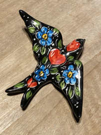 Keramische zwaluw met patroon 15,5x12cm