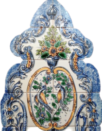 Handbeschilderd bijgesneden tegelpaneel Estoril (12 tegels 15x15cm + 22 bijgesneden tegels)