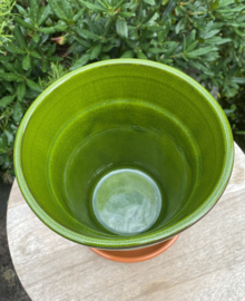 Bloempot met schotel Queijas / olijfgroen / medium