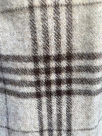 Wollen omslagdoek beige met bruin geruit 250x70cm