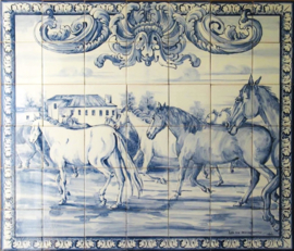 Handbeschilderd tegelpaneel Cavalos (42 tegels 14x14cm)