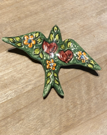 Keramische zwaluw met patroon 15,5x12cm