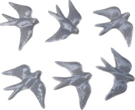 Keramische zwaluw pastel grijs 16x12,5cm