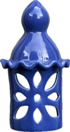 Portugese Wandlantaarn Faro | Handgemaakt Steengoed | Paarsblauw Geglazuurd | 30 cm