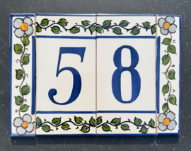 Keramische rand Lisboa / grijze bloemen (15x3cm)