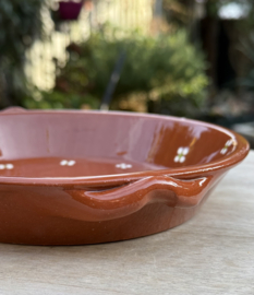 Handgemaakte Ronde Serveerschaal met Handvatten | Mafra Bloemen | Portugees Aardewerk | Ø 20 x H 3,5 cm