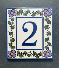Keramische rand Lisboa / donkerpaarse bloemen (15x3cm)