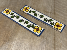 Keramische rand Lisboa / gele bloemen (15x3cm)