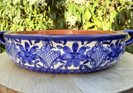 Handgemaakte Portugese Ovenschaal Rond Blauw | 2-3 Personen | Alentejo