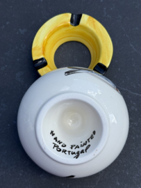 Handbeschilderde Waterasbak Sardines | Geel | Portugees Steengoed | Ø 12 x 7 cm