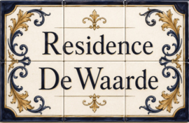 Handbeschilderd Portugees Naambord | 6 tegels | 45 x 30 cm | Patroon 63