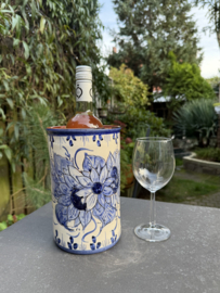 Wijnkoeler "Monsaraz" | Wit met Blauw | Handgemaakt Portugees Aardewerk | 21,5 cm