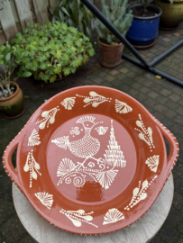 Ronde Schaal met Handgrepen | Portugees Aardewerk | Ø 29,5 x H 5 cm