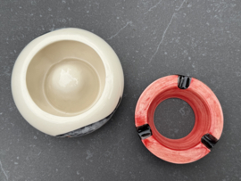 Handbeschilderde Waterasbak Sardines | Rood | Portugees Steengoed | Ø 12 x 7 cm